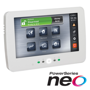 Tastatura touch screen color 7', 128 zone, cititor proximitate, alb, EN/RO, SERIA NEO - DSC HS2TCHPEE1
