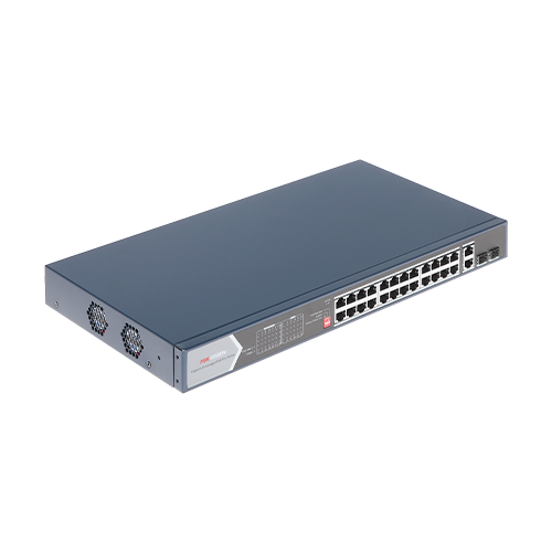 Switch 24 porturi PoE, 370W, uplink 2x SFP + 2x RJ-45 Gigabit - HIKVISION DS-3E0528HP-E - imagine 2