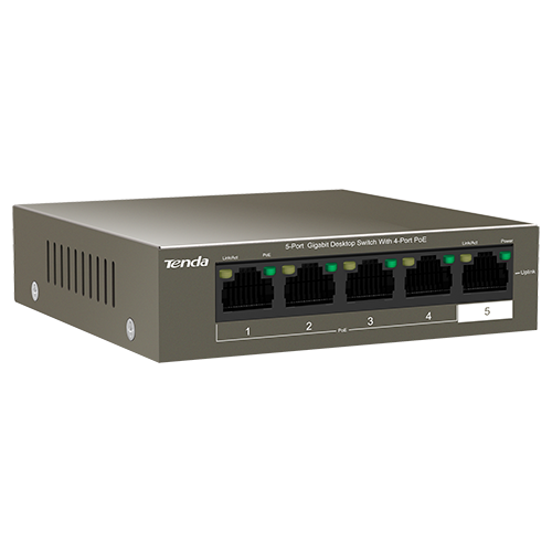 Switch 4 porturi Gigabit PoE, 1 port Uplink Gigabit - Tenda TND-TEG1105P-4-63W - imagine 2