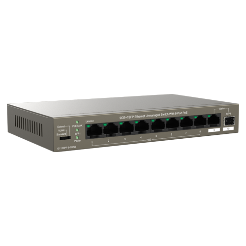 Switch 8 porturi Gigabit PoE, 1 x RJ45 Gigabit Uplink, 1 x SFP Gigabit Uplink - IP-COM G1110PF-8-102W - imagine 2