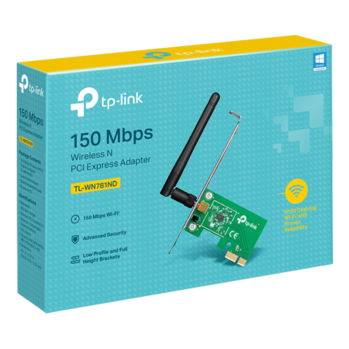 Placa de retea Wi-Fi 4, 2.4 Ghz, 150Mbps, 2dBi, PCI Express - TP-LINK TL-WN781ND - imagine 2